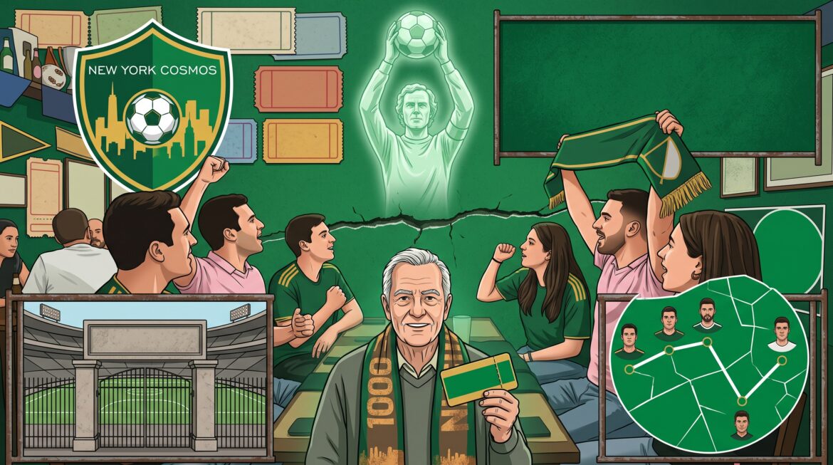 New York Cosmos ultimi in USL Division One: rosa senza esperienza, mercato deludente e mille spettatori all'Hinchliffe Stadium.