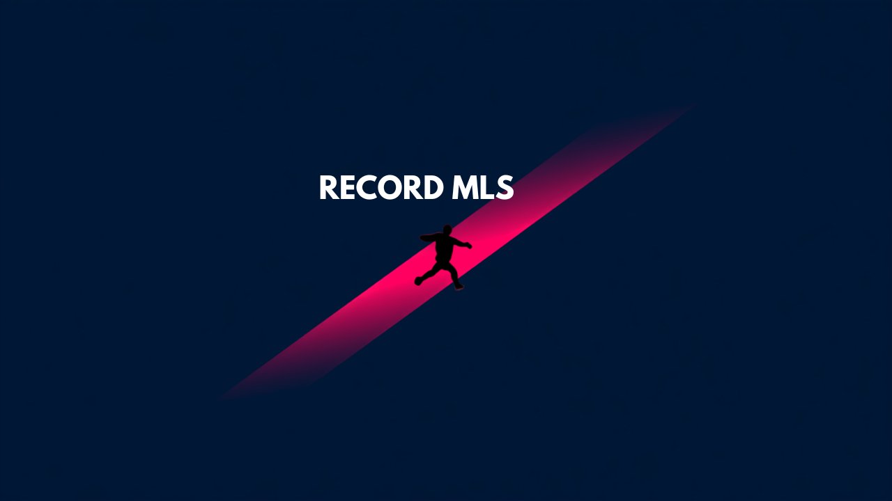 Grafica MLS con silhouette di calciatore sul calcio d'angolo e scritta Record MLS